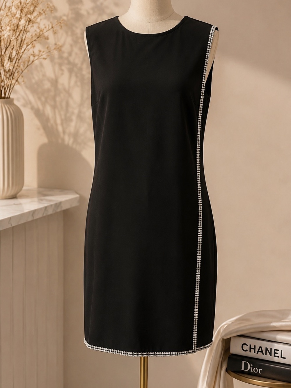 Ted Baker London Rhinestone Trim Sheath Dress Black Size 3 Medium